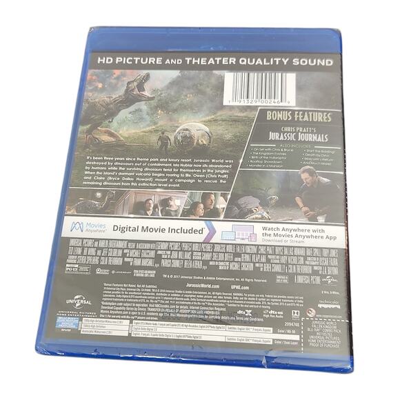 JURASSIC WORLD FALLEN KINGDOM BLU RAY MOVIE NEW SEALED DINOSAUR ACTION - Picture 3 of 3